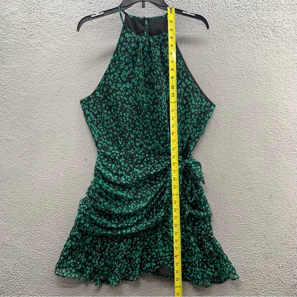 Do+Be Halter Spaghetti Strap Leopard Print Tiered Ruffle Side Bow Dress Size L - Picture 4 of 14